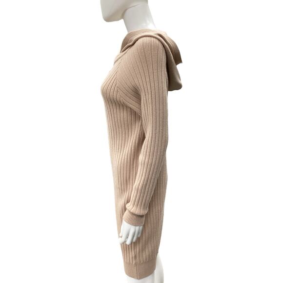 Saturday Sunday By Anthropologie Dress Women’s Size M Sweater Dress Hoodie Tan - Picture 3 of 5
